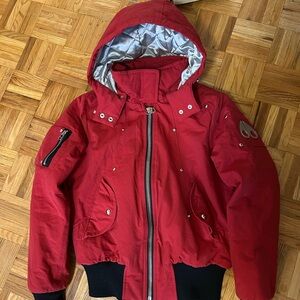 Moose Knuckles Red Jacket with Silver Lining